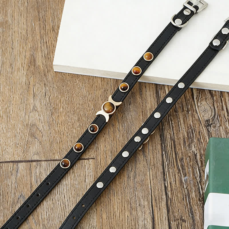 Buddha Stones Collare regolabile per cani e gatti in pelle Tiger Eye Courage. - image 12