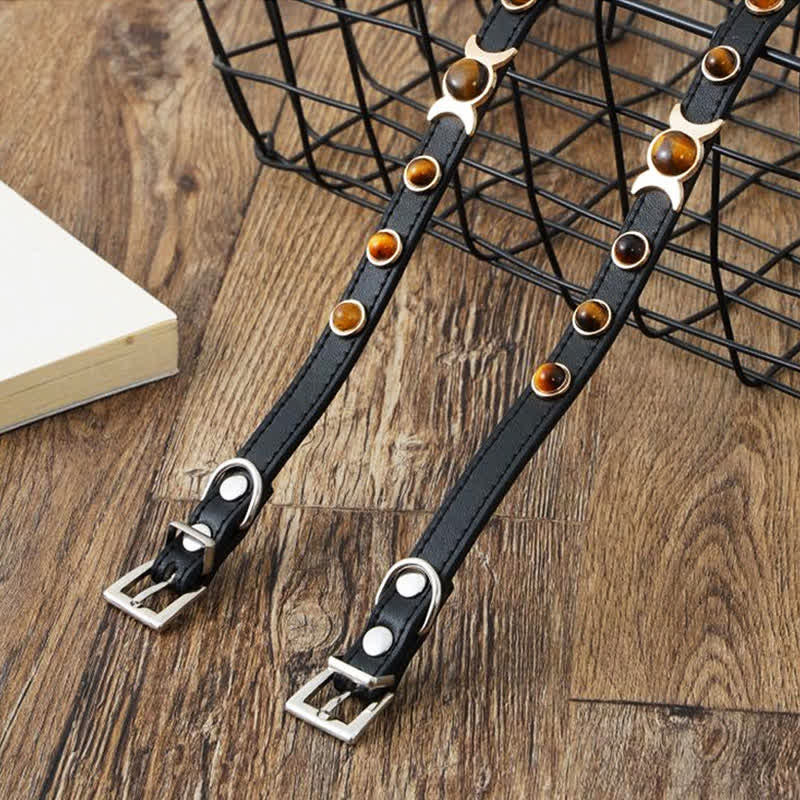 Buddha Stones Collare regolabile per cani e gatti in pelle Tiger Eye Courage. - image 13