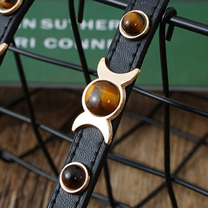 Buddha Stones Collare regolabile per cani e gatti in pelle Tiger Eye Courage. - image 9