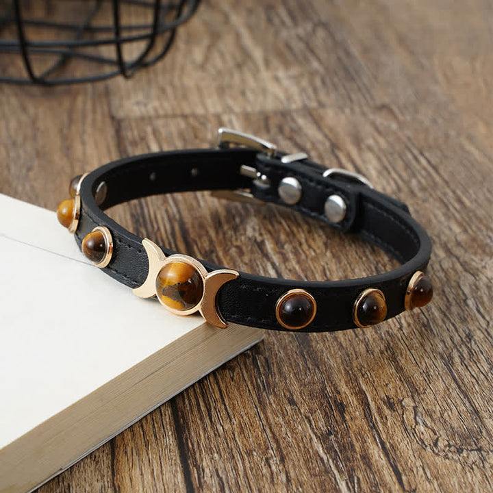 Buddha Stones Collare regolabile per cani e gatti in pelle Tiger Eye Courage. - image 2
