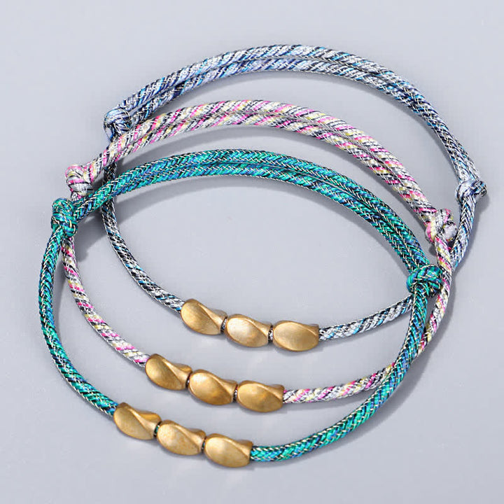 Buddha Stones Bracciale con perline di rame dorato e filo multicolore. - image 13