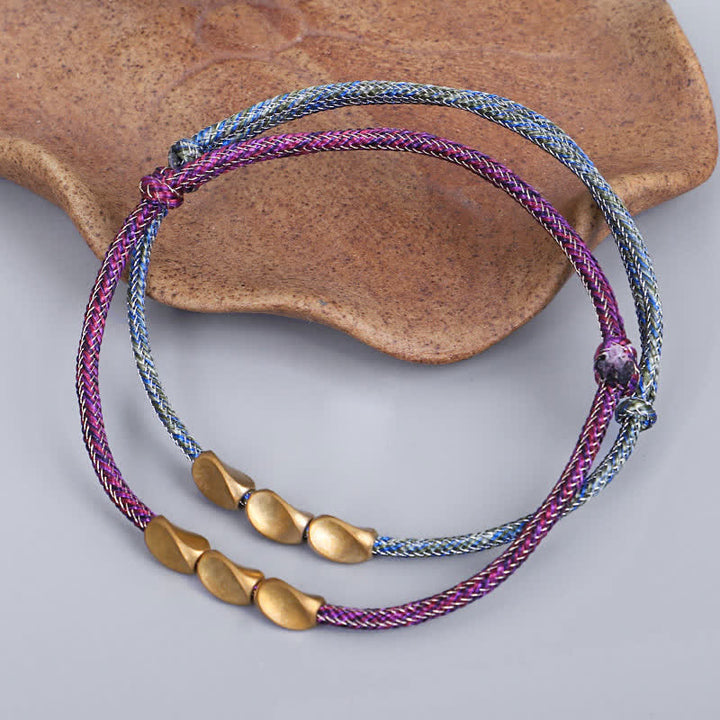 Buddha Stones Bracciale con perline di rame dorato e filo multicolore. - image 12