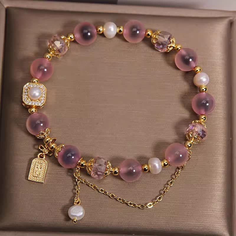 Buddha Stones Bracciale terapeutico in agata rosa naturale con perle - image 2