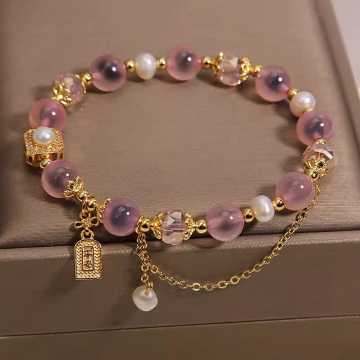 Buddha Stones Bracciale terapeutico in agata rosa naturale con perle - image 3
