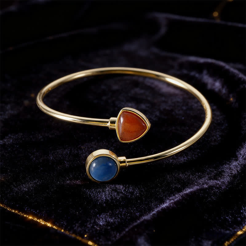 Buddha Stones Bracciale rigido regolabile aperto con amazzonite e vari cristalli, positivo. - Avventurina blu naturale Avventurina rossa (il colore può variare) - image 25