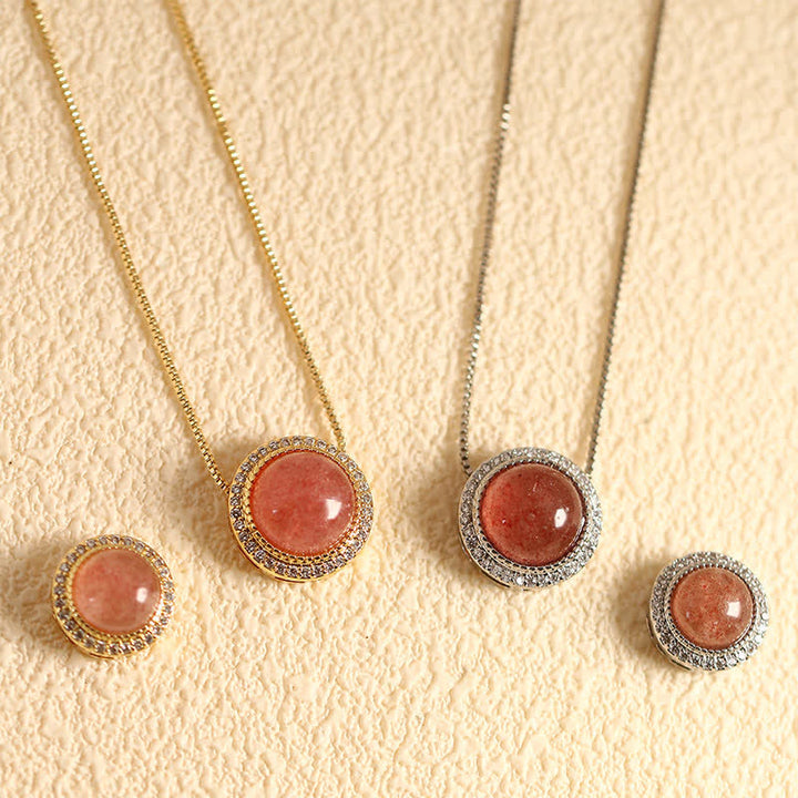 Buddha Stones Collana terapeutica con intarsio di perline di cristallo multiple in quarzo rosa naturale. - Quarzo fragola naturale (il colore può variare) - Catena argentata con perline da 10 mm - image 2