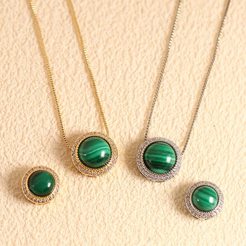 Buddha Stones Collana terapeutica con intarsio di perline di cristallo multiple in quarzo rosa naturale. - Malachite naturale (il colore può variare) - Catena argentata con perline da 10 mm - image 17