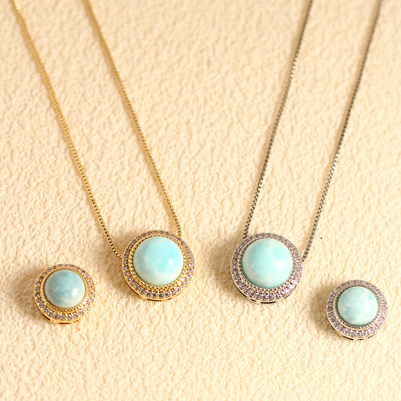 Buddha Stones Collana terapeutica con intarsio di perline di cristallo multiple in quarzo rosa naturale. - Larimar naturale (il colore può variare) - Catena argentata con perline da 10 mm - image 24