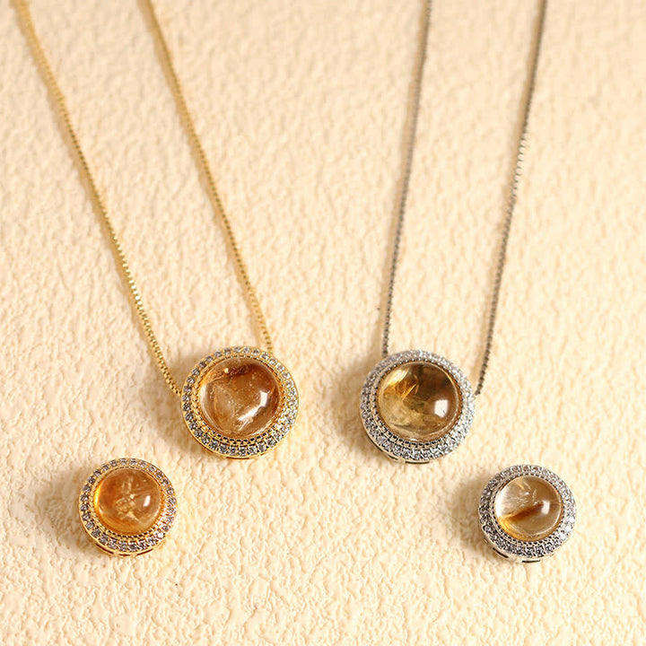 Buddha Stones Collana terapeutica con intarsio di perline di cristallo multiple in quarzo rosa naturale. - Citrino naturale (il colore può variare) - Catena argentata con perline da 10 mm - image 20