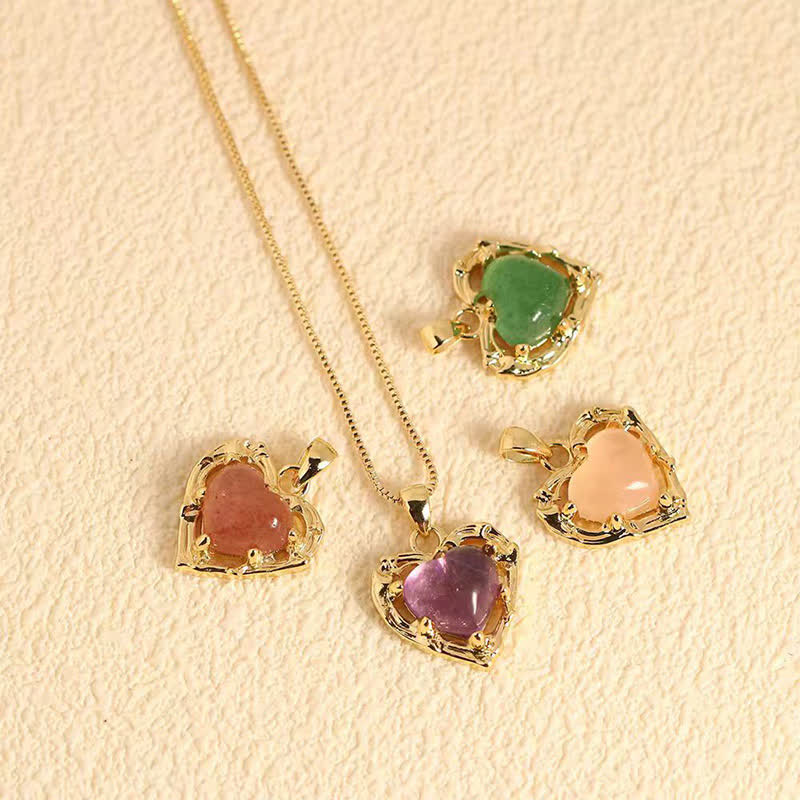 Buddha Stones Collana a forma di cuore con intarsio in ametista naturale e motivo a bilancia - image 16