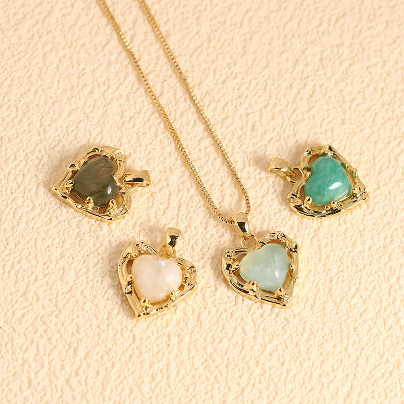 Buddha Stones Collana a forma di cuore con intarsio in ametista naturale e motivo a bilancia - image 18
