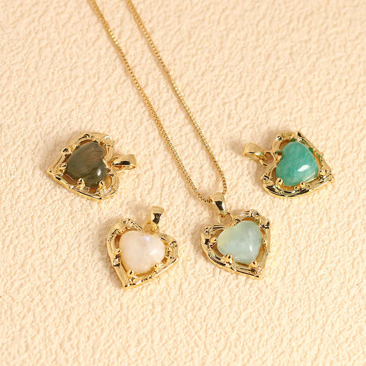 Buddha Stones Collana a forma di cuore con intarsio in ametista naturale e motivo a bilancia - image 18
