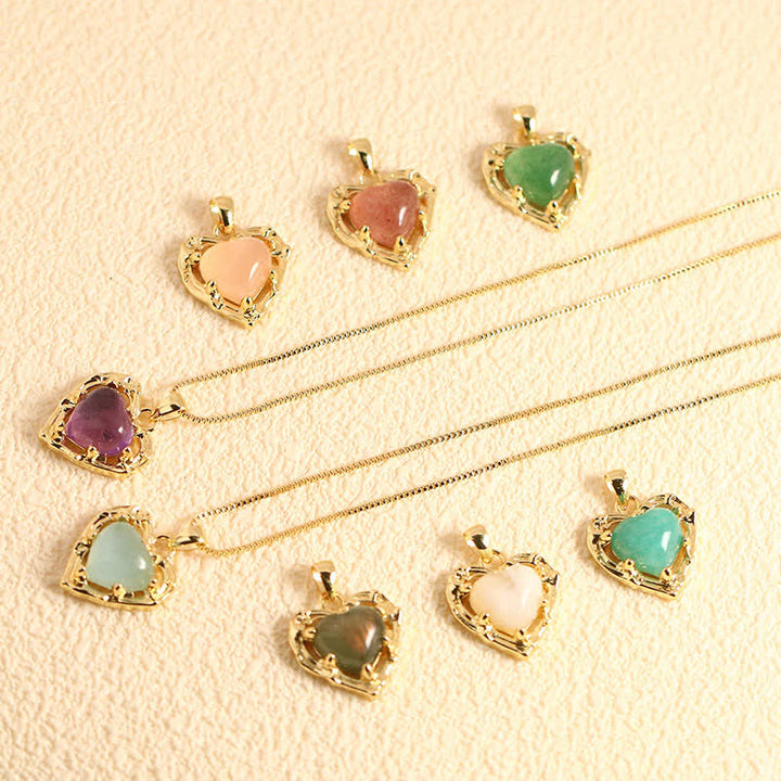 Buddha Stones Collana a forma di cuore con intarsio in ametista naturale e motivo a bilancia - image 17