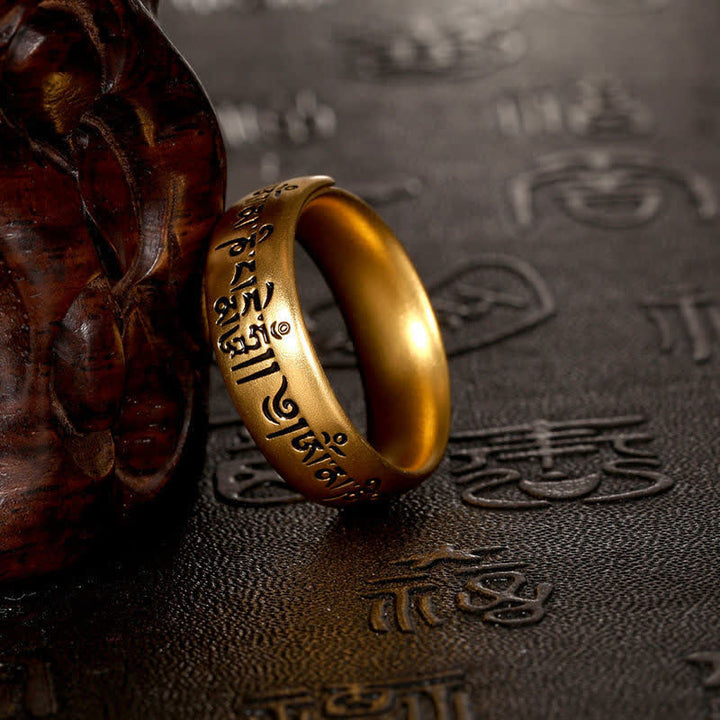 Buddha Stones Anello di purezza regolabile con sei parole vere: 'Om Mani Padme Hum' - image 1