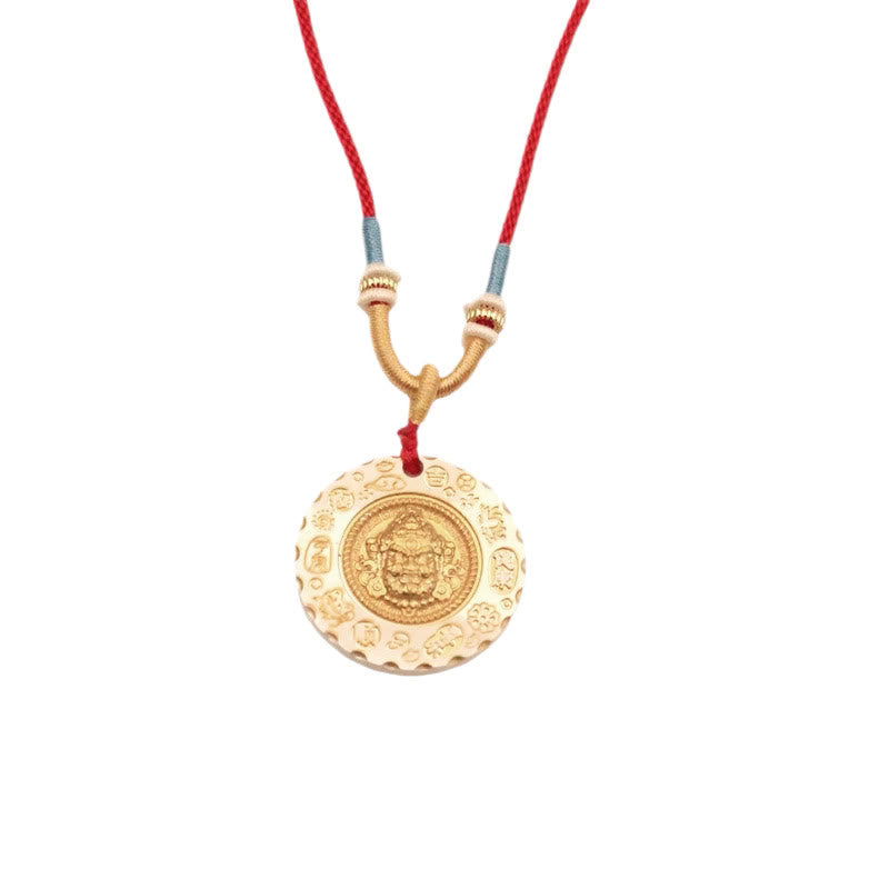 Buddha Stones Collana con ciondolo protettivo in lega gialla tibetana raffigurante Jambhala, dio della ricchezza. - image 10
