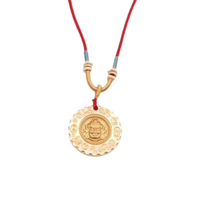 Buddha Stones Collana con ciondolo protettivo in lega gialla tibetana raffigurante Jambhala, dio della ricchezza. - image 10
