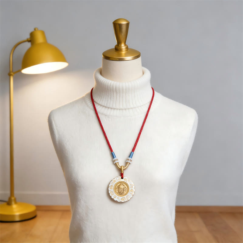 Buddha Stones Collana con ciondolo protettivo in lega gialla tibetana raffigurante Jambhala, dio della ricchezza. - image 8