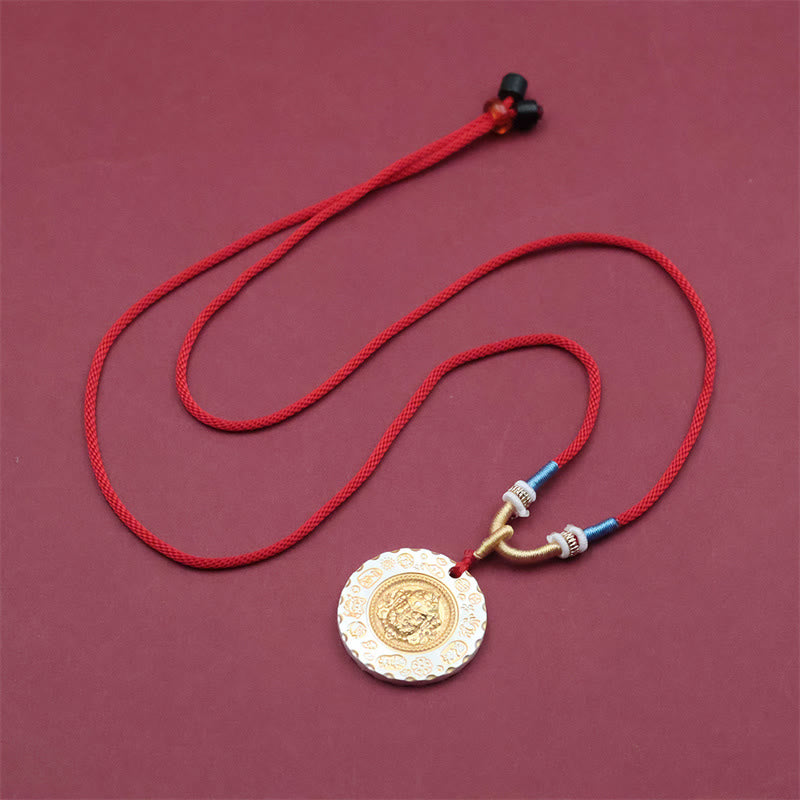 Buddha Stones Collana con ciondolo protettivo in lega gialla tibetana raffigurante Jambhala, dio della ricchezza. - image 2