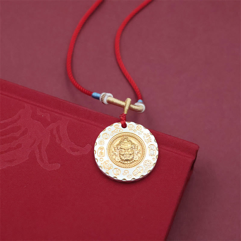 Buddha Stones Collana con ciondolo protettivo in lega gialla tibetana raffigurante Jambhala, dio della ricchezza. - image 7