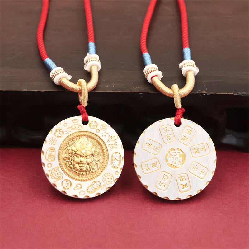 Buddha Stones Collana con ciondolo protettivo in lega gialla tibetana raffigurante Jambhala, dio della ricchezza. - image 3