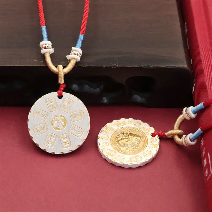 Buddha Stones Collana con ciondolo protettivo in lega gialla tibetana raffigurante Jambhala, dio della ricchezza. - image 6
