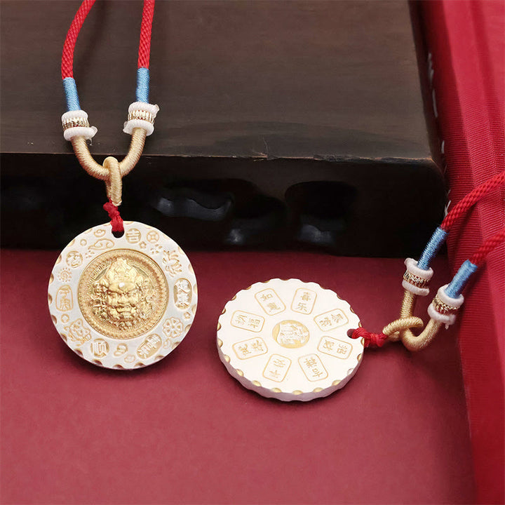 Buddha Stones Collana con ciondolo protettivo in lega gialla tibetana raffigurante Jambhala, dio della ricchezza. - image 4