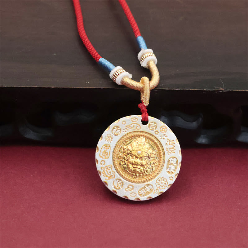 Buddha Stones Collana con ciondolo protettivo in lega gialla tibetana raffigurante Jambhala, dio della ricchezza. - Jambhala gialla - image 0