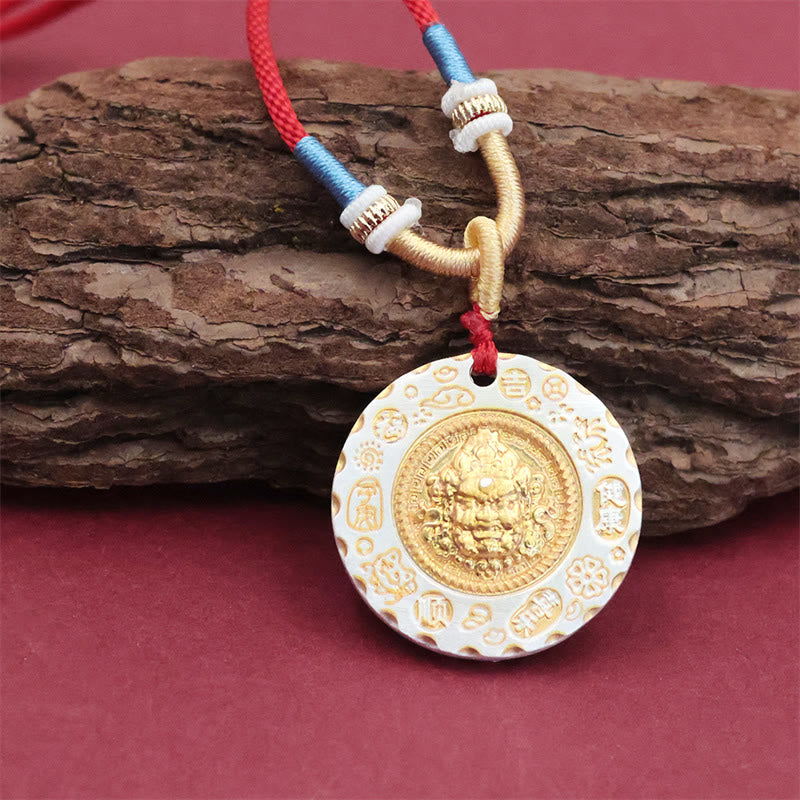 Buddha Stones Collana con ciondolo protettivo in lega gialla tibetana raffigurante Jambhala, dio della ricchezza. - image 1
