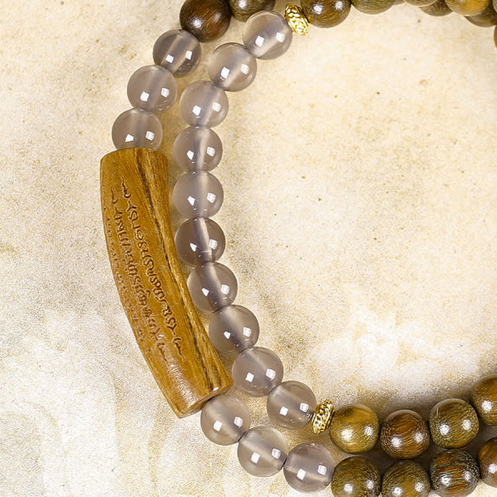 Buddha Stones Bracciale a doppio giro con agata rossa e avventurina verde, cinque precetti buddisti ed equilibrio - image 16