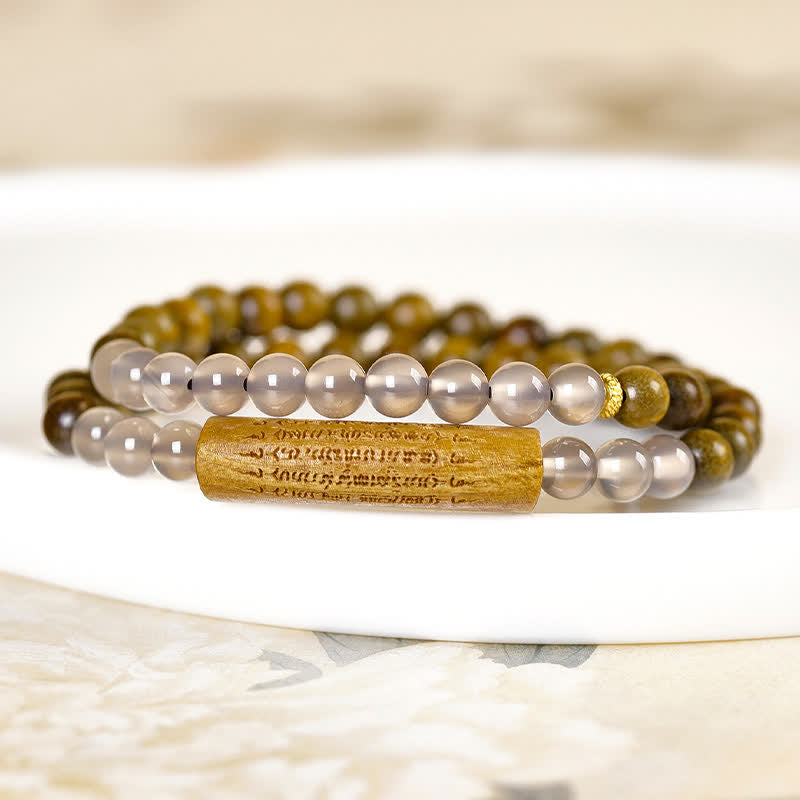Buddha Stones Bracciale a doppio giro con agata rossa e avventurina verde, cinque precetti buddisti ed equilibrio - image 13