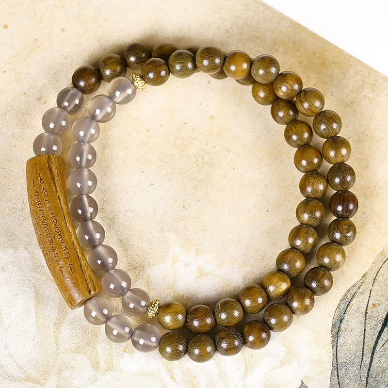 Buddha Stones Bracciale a doppio giro con agata rossa e avventurina verde, cinque precetti buddisti ed equilibrio - image 14