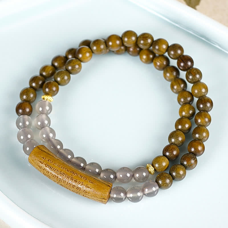 Buddha Stones Bracciale a doppio giro con agata rossa e avventurina verde, cinque precetti buddisti ed equilibrio - image 15
