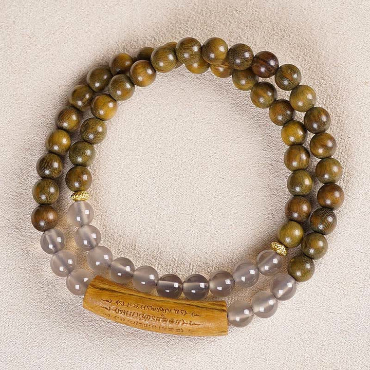 Buddha Stones Bracciale a doppio giro con agata rossa e avventurina verde, cinque precetti buddisti ed equilibrio - image 10