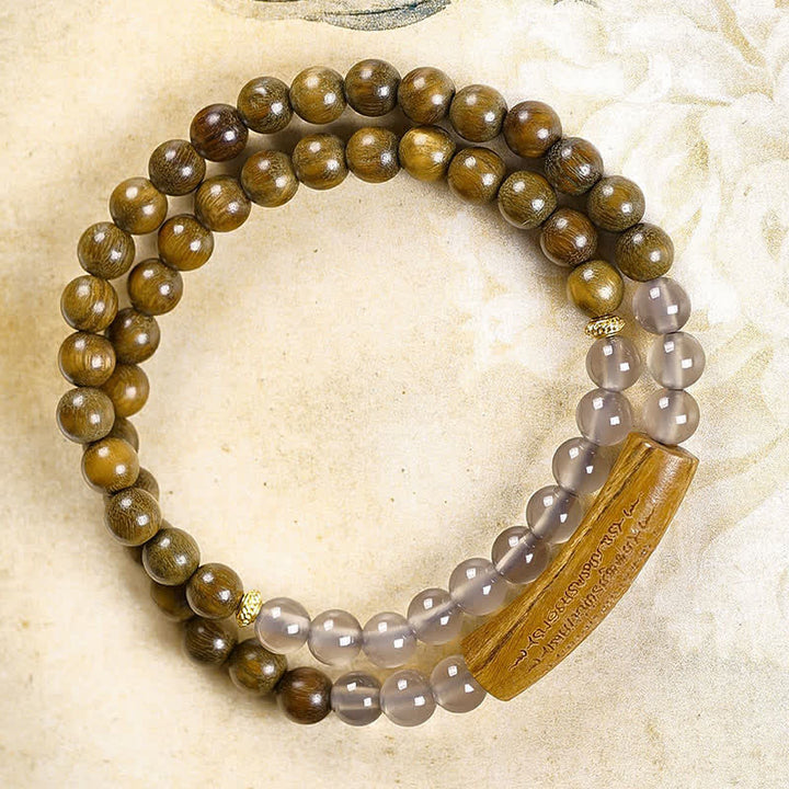 Buddha Stones Bracciale a doppio giro con agata rossa e avventurina verde, cinque precetti buddisti ed equilibrio - image 11