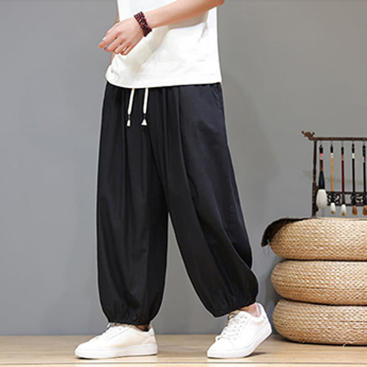 Buddha Stones Pantaloni harem da uomo corti con elastico in vita e tasche, stile Summer Zen. - Nero - US/UK/AU46, EU56 (5XL) - image 28