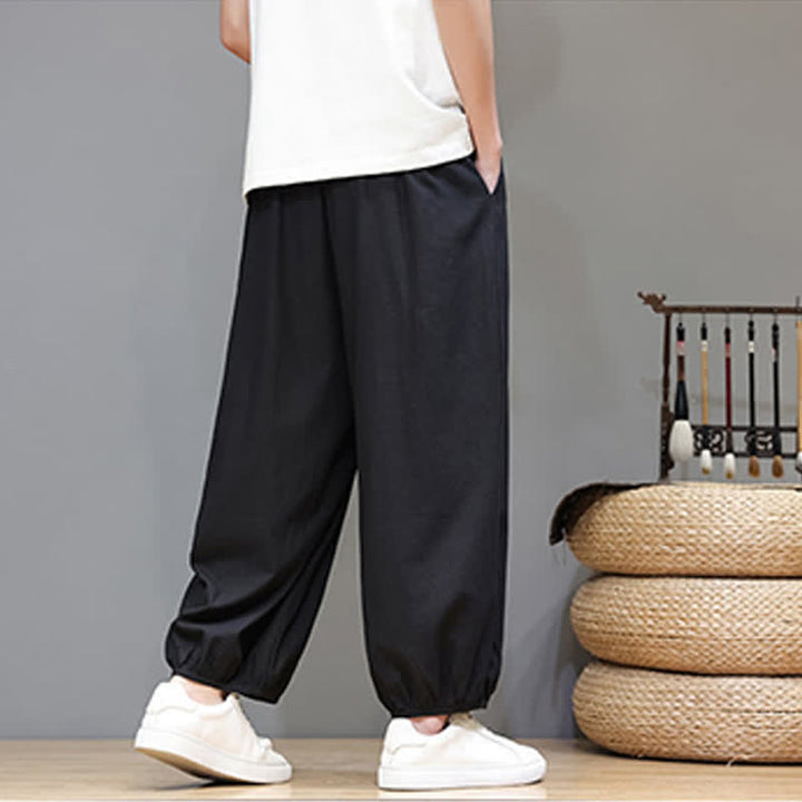 Buddha Stones Pantaloni harem da uomo corti con elastico in vita e tasche, stile Summer Zen. - image 30