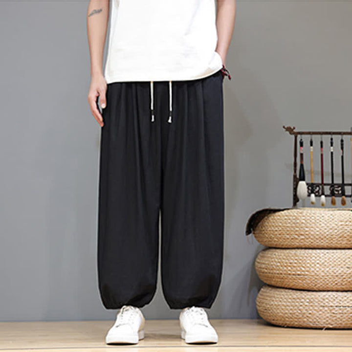 Buddha Stones Pantaloni harem da uomo corti con elastico in vita e tasche, stile Summer Zen. - image 31
