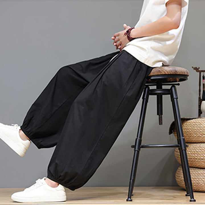 Buddha Stones Pantaloni harem da uomo corti con elastico in vita e tasche, stile Summer Zen. - image 34
