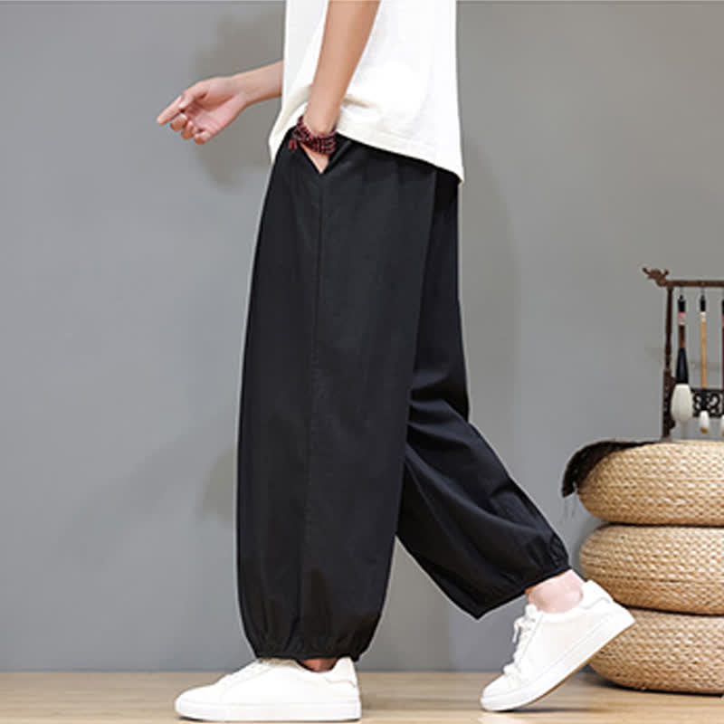 Buddha Stones Pantaloni harem da uomo corti con elastico in vita e tasche, stile Summer Zen. - image 29