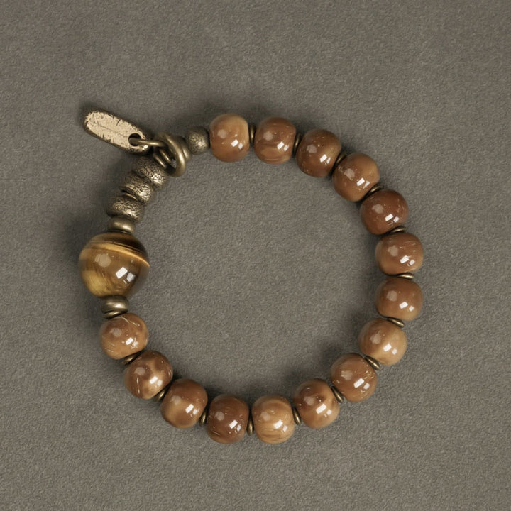 Braccialetto Buddha Stones Kuka Seed Tiger Eye Oro Lucentezza Ossidiana Rame Ricchezza Fortuna