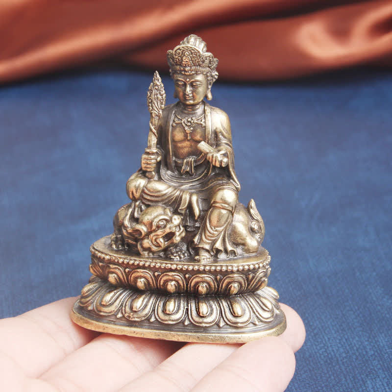 Buddha Stones Manjusri Bodhisattva Serenità Statua in rame Decorazione - image 3