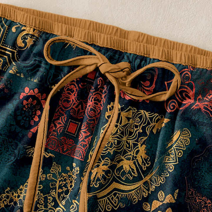Buddha Stones Pantaloni da donna in cotone con fantasia floreale e vita elasticizzata, con tasche. - image 1