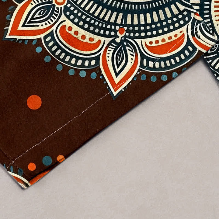 Buddha Stones Pantaloni da donna in puro cotone con elastico in vita e tasche, fantasia floreale mandala. - image 1