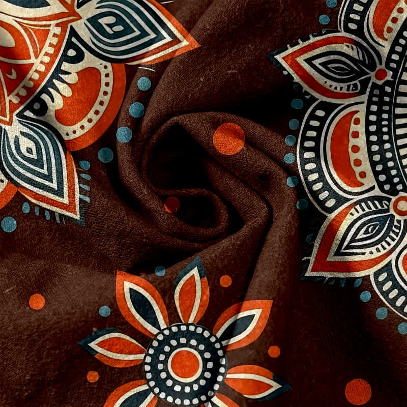 Buddha Stones Pantaloni da donna in puro cotone con elastico in vita e tasche, fantasia floreale mandala. - image 2