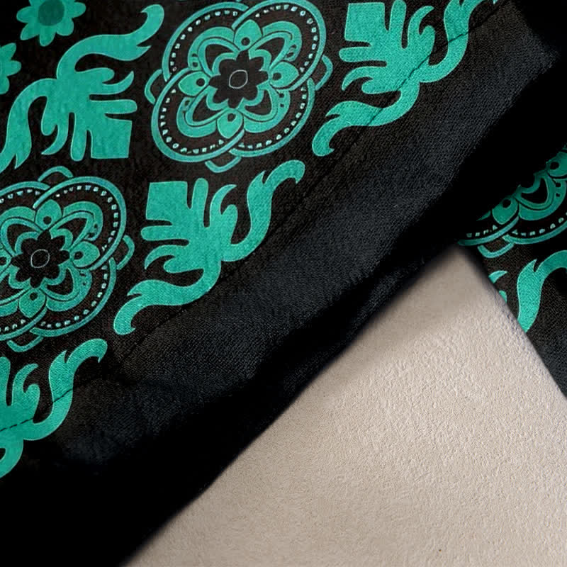 Buddha Stones Pantaloni da donna in puro cotone con elastico in vita e tasche, fantasia mandala. - image 2