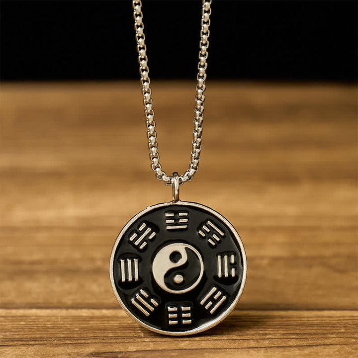 Buddha Stones Collana con ciondolo a forma di bilancia Yin Yang Bagua in acciaio al titanio - Yin Yang Bagua - image 0