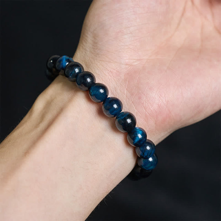 Buddha Stones Bracciale protettivo con perle di occhio di tigre blu naturale - image 4