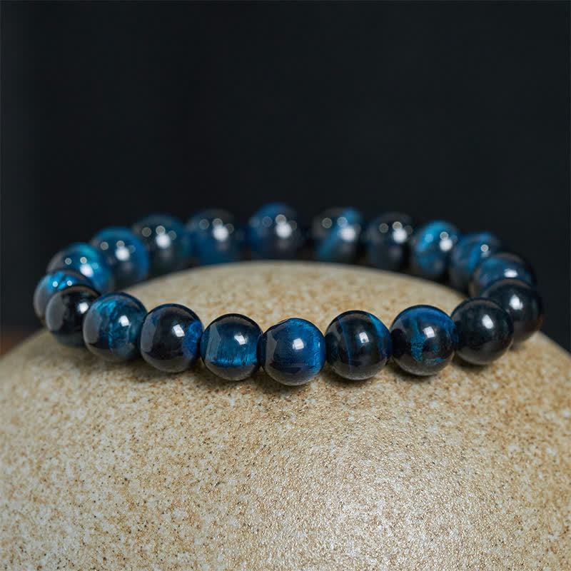 Buddha Stones Bracciale protettivo con perle di occhio di tigre blu naturale - image 1