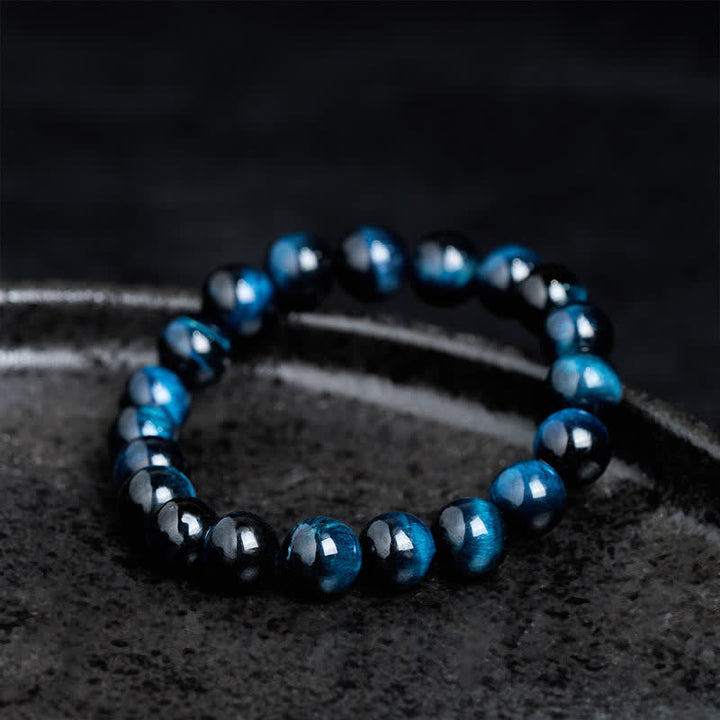 Buddha Stones Bracciale protettivo con perle di occhio di tigre blu naturale - image 2