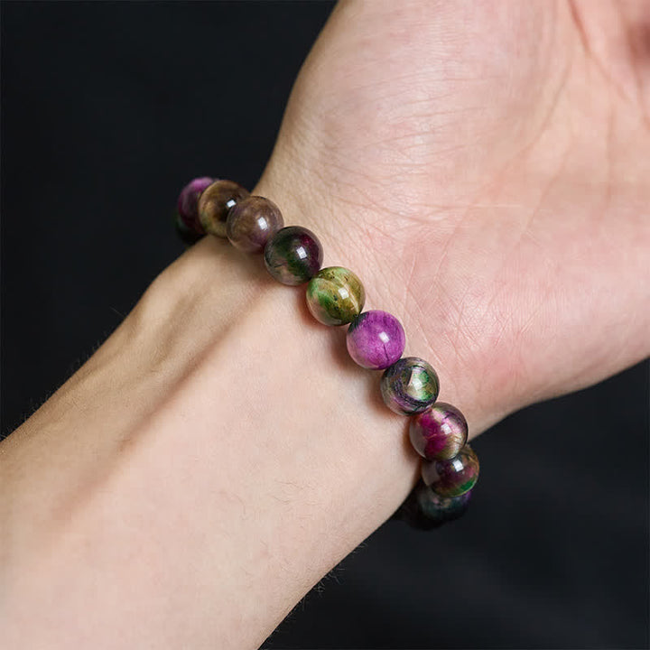 Buddha Stones Bracciale protettivo con perline colorate occhio di tigre rossa - image 4